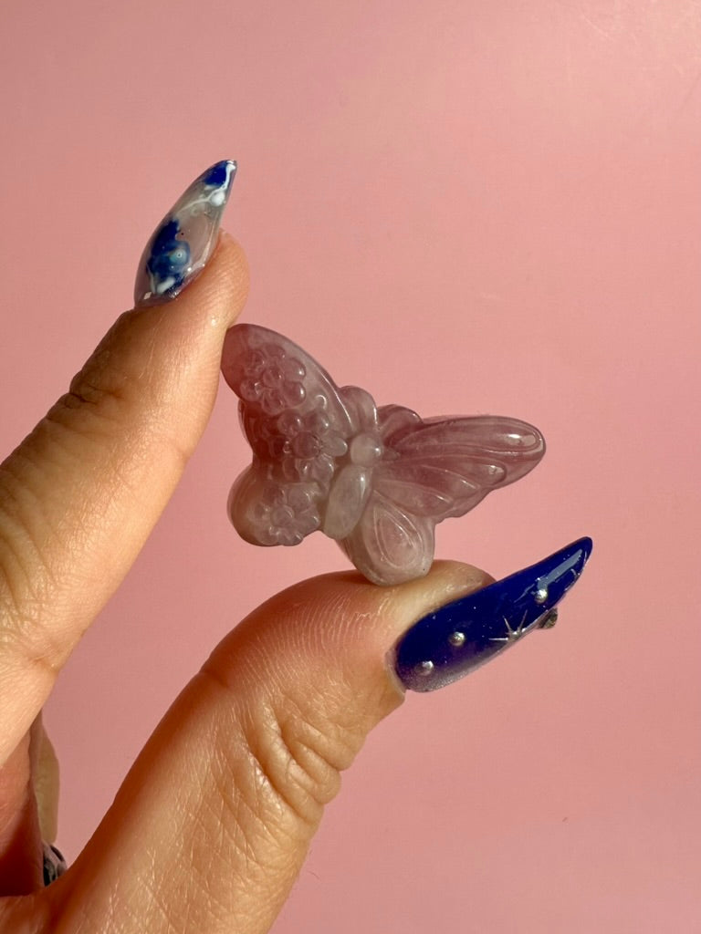Purple Rose Quartz Butterfly | Crystal Carving