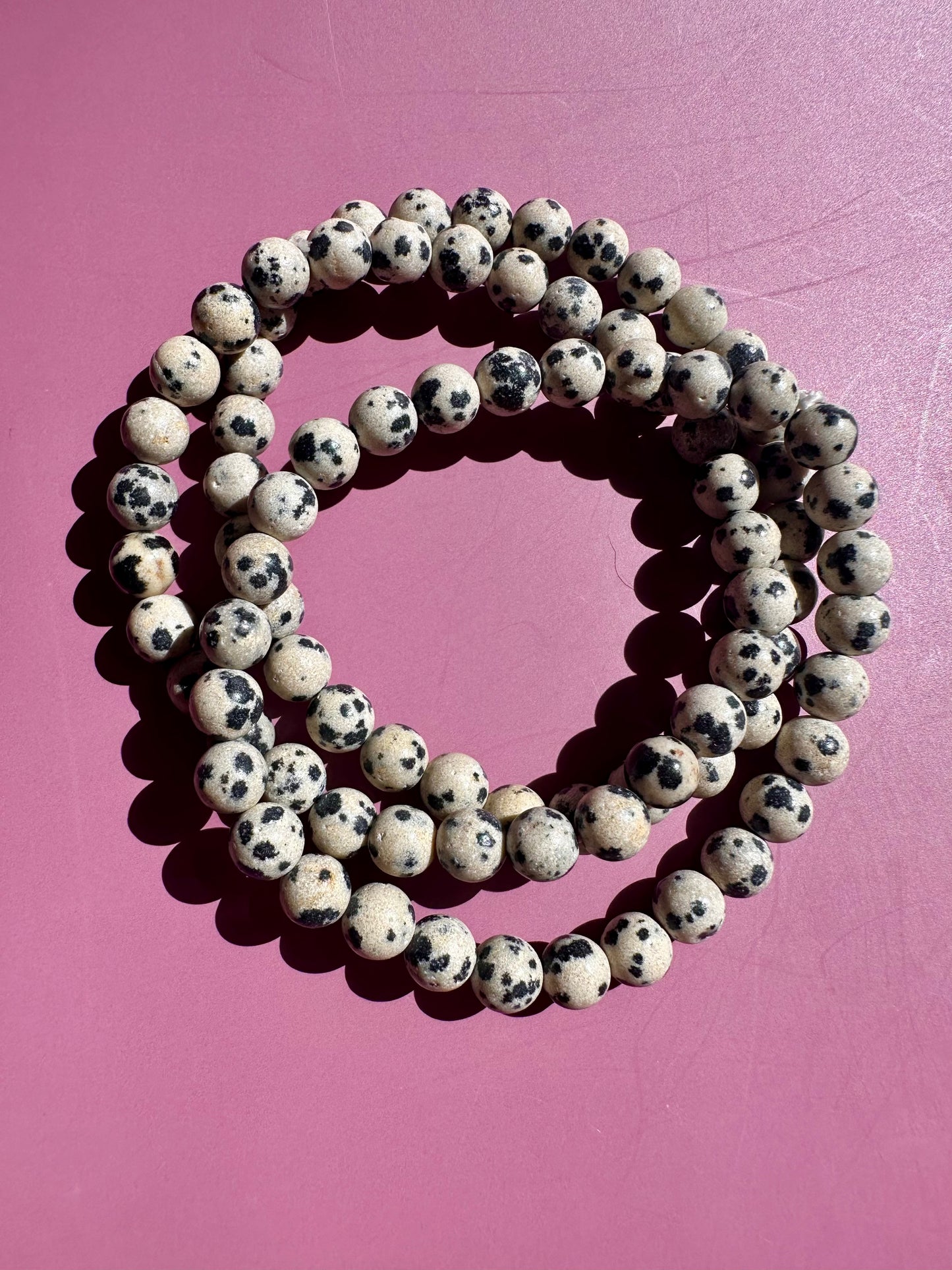6mm Dalmatian Jasper Beaded Bracelet