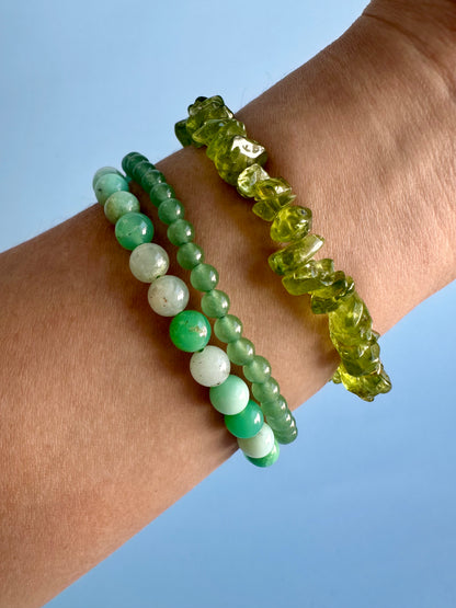 Bracelet Bundle Set: “The Green Heart” - Green Aventurine, Chrysoprase, Peridot