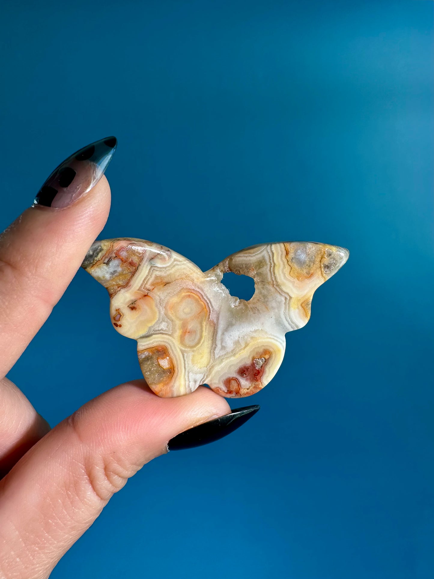 Small Yellow Crazy Lace Agate 3D Butterfly
