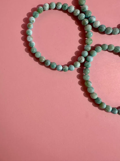 6mm Larimar Beaded Bracelet | Blue Gemstone Jewelry