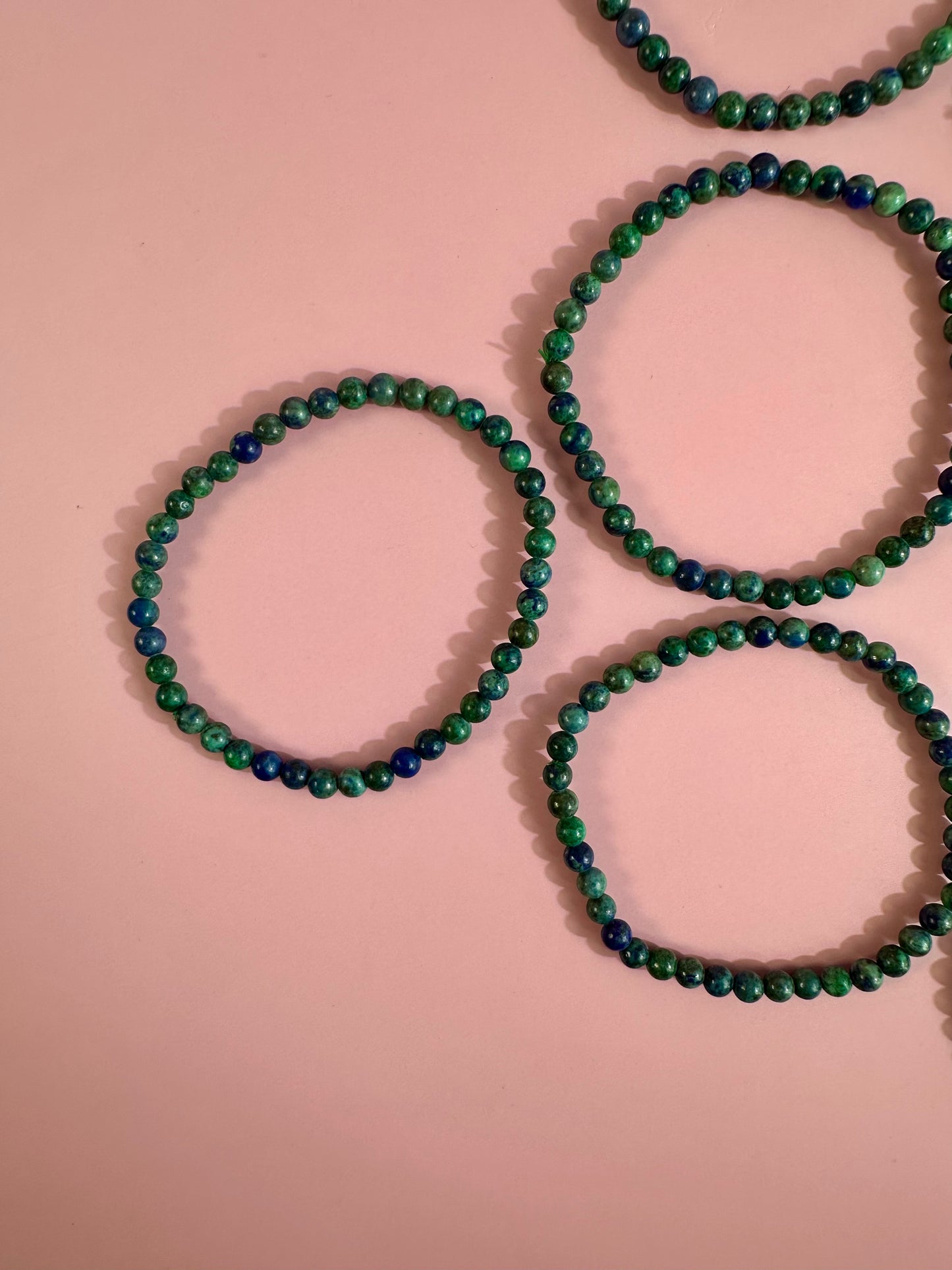 4mm Azurite & Malachite Beaded Bracelet