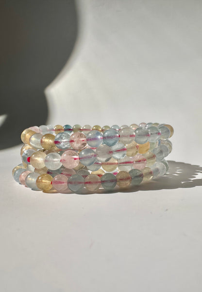 6mm Multi Beryl (Morganite) Beaded Bracelet