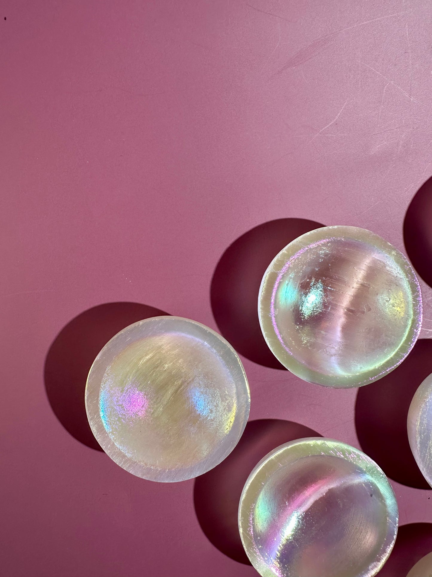 Small Round Aura Satin Spar (Selenite) Bowl | Intuitively Chosen Peace & Cleansing Energy