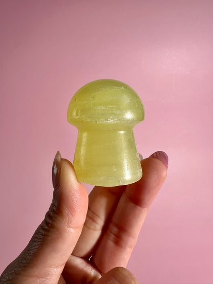 Lemon Calcite Mushroom Carving | Intuitively Chosen Happiness, Clarity & Confidence Energy