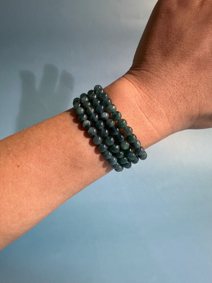 6mm Blue Water Jade Beaded Bracelet