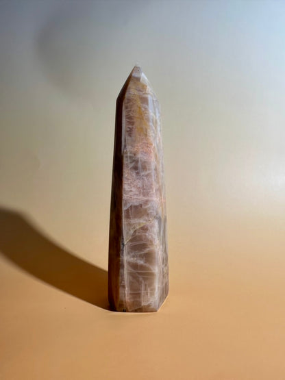 Peach Moonstone Tower – Option E | Collector Crystal, New Beginnings & Inner Peace