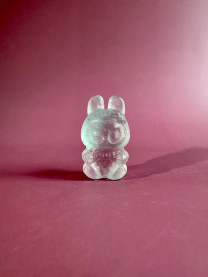 Rainbow Fluorite Sitting Lafufu Kawaii Forest Spirit Figurine Carving - Option  C