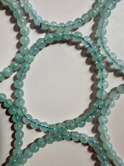 6mm Aquamarine Beaded Bracelet