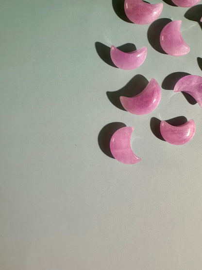 Mini Kunzite Crescent Moon | Pink Crystal Carving
