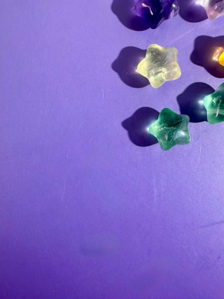 Small Rainbow Fluorite Puffy Star | Crystal Carving