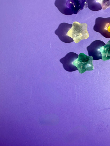Small Rainbow Fluorite Puffy Star | Crystal Carving