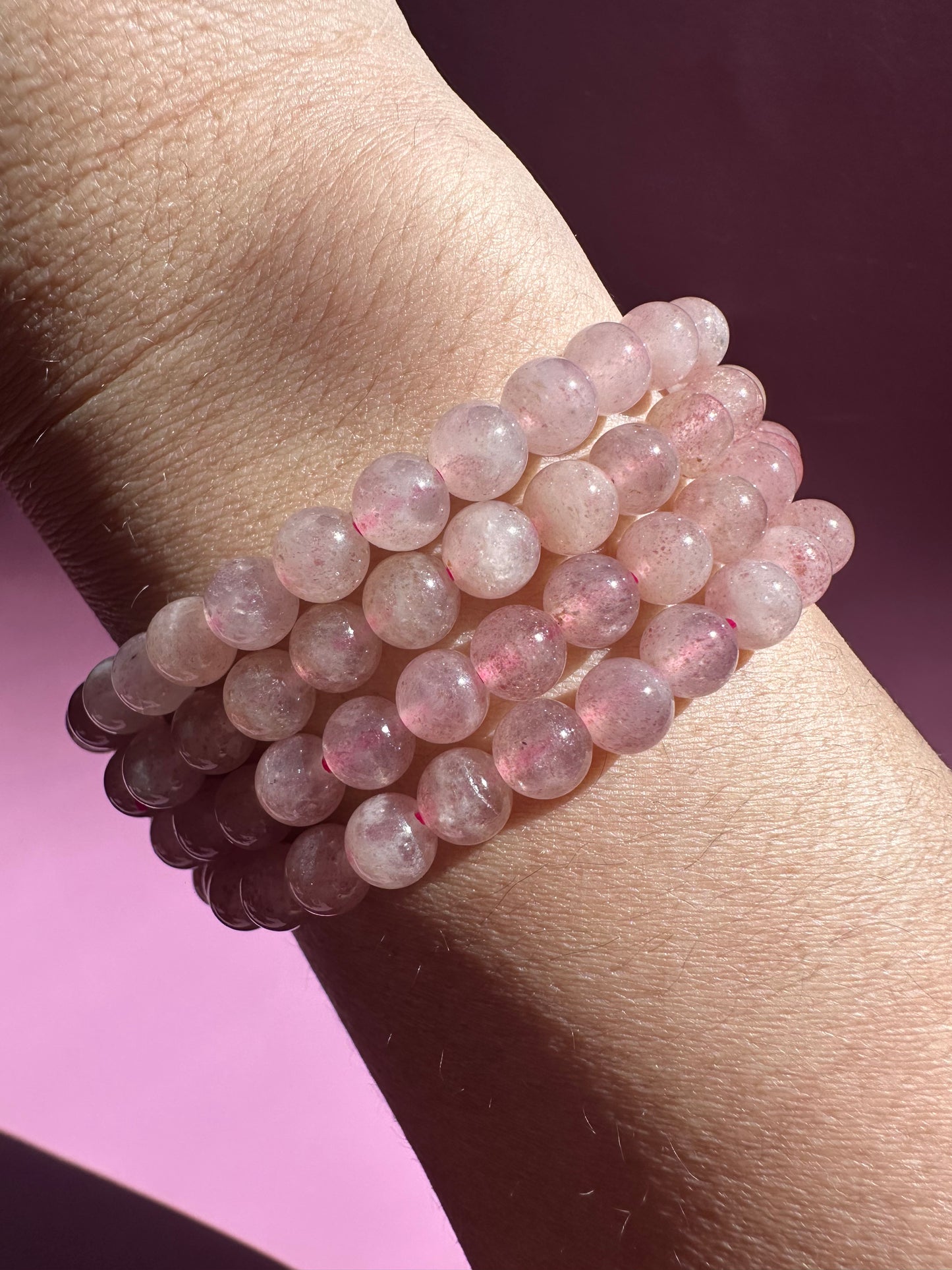 6mm Strawberry Quartz Beaded Bracelet