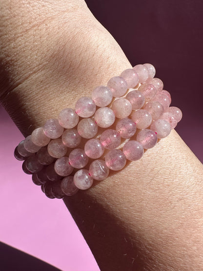 6mm Strawberry Quartz Beaded Bracelet