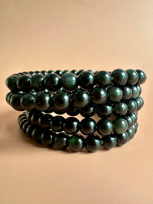 6mm Goldsheen Obsidian Beaded Bracelet
