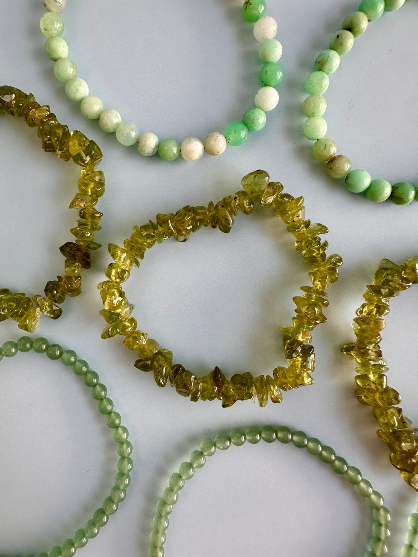 Bracelet Bundle Set: “The Green Heart” - Green Aventurine, Chrysoprase, Peridot