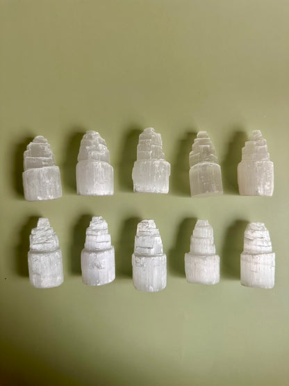 Mini Satin Spar (Selenite) Castle Tower