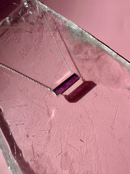 925 Sterling Silver Amethyst Bar Bezel Necklace