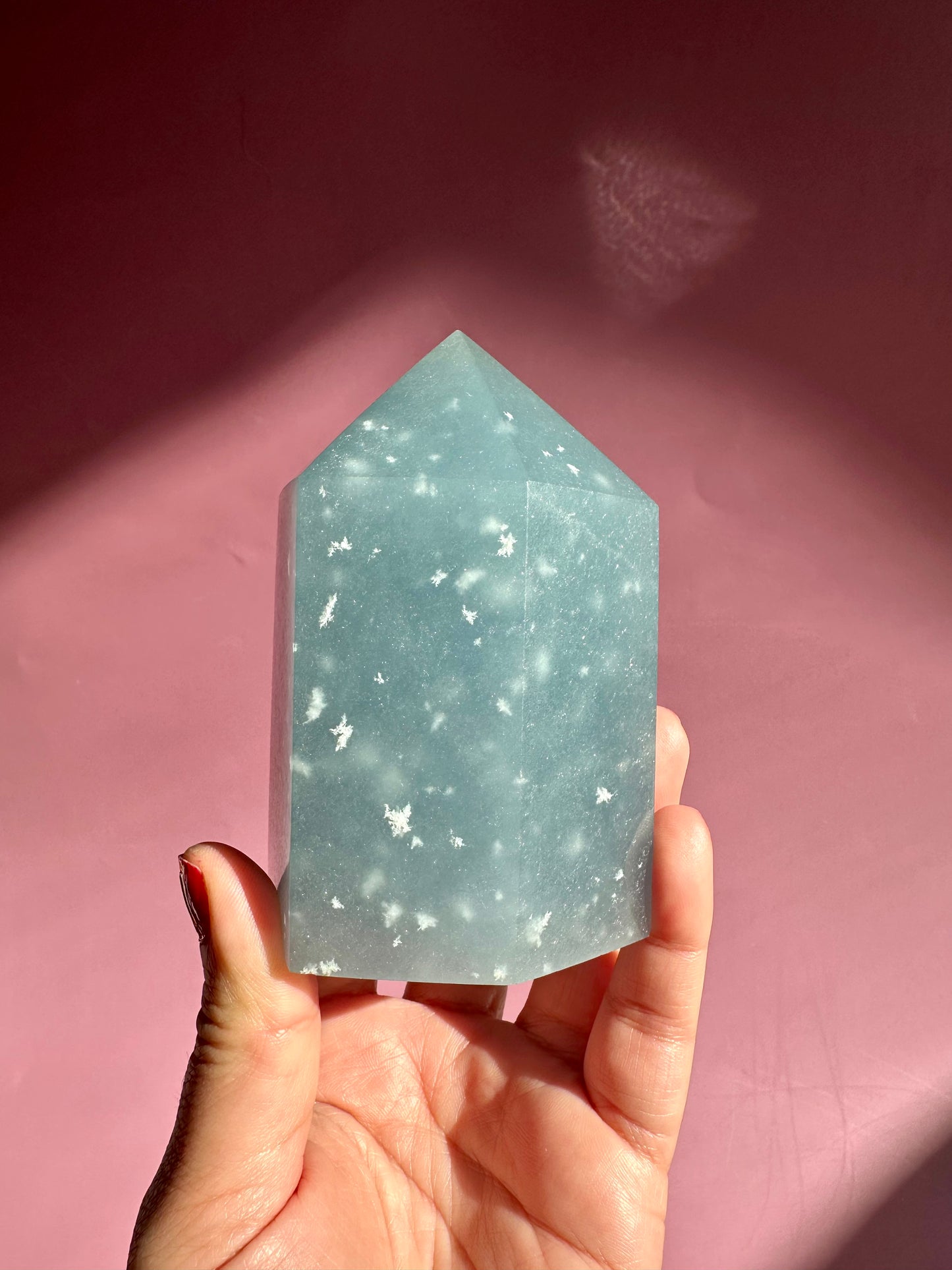 Large Peruvian Snowflake Angelite Tower - A