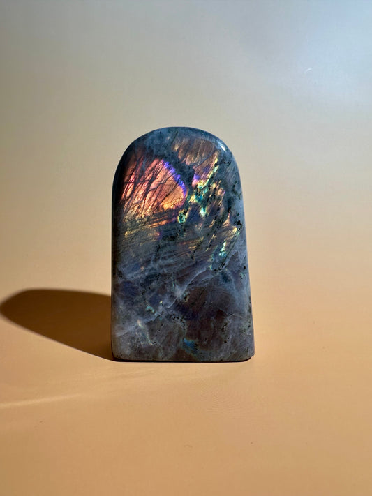 Medium Sunset Flash Labradorite Standing Freeform – Option F