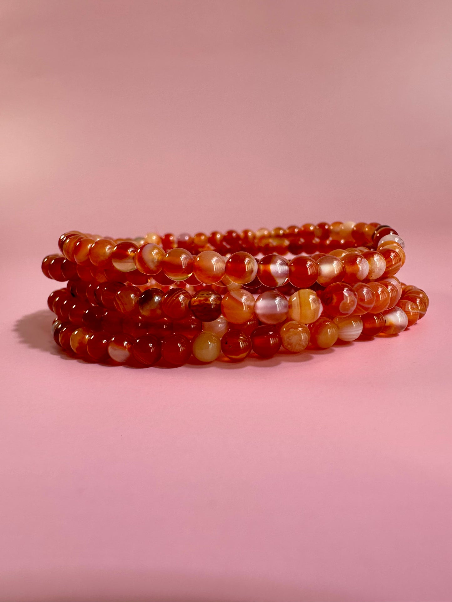 4mm Banded Carnelian Beaded Bracelet