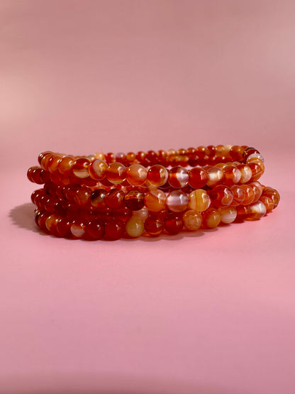 4mm Banded Carnelian Beaded Bracelet