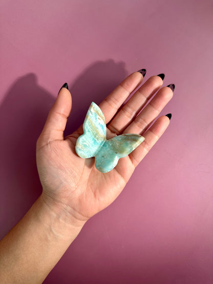 Caribbean Calcite 3D Butterfly Carving