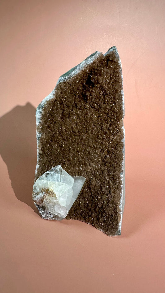 Rainbow Amethyst Cut Base with Calcite