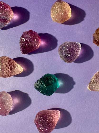 Mini Rainbow Fluorite Strawberry | Crystal Carving