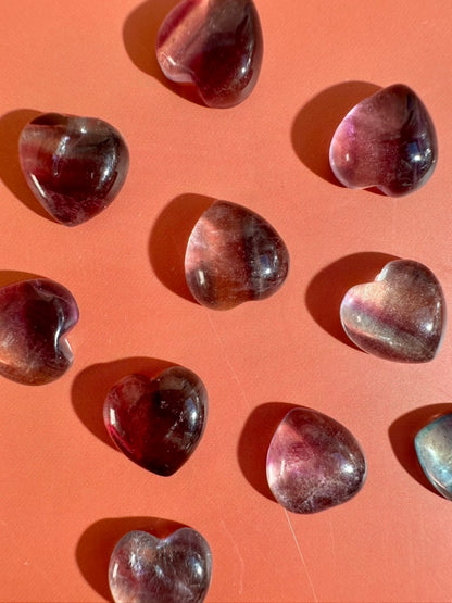 Mini Rainbow Fluorite Heart | Crystal Carving