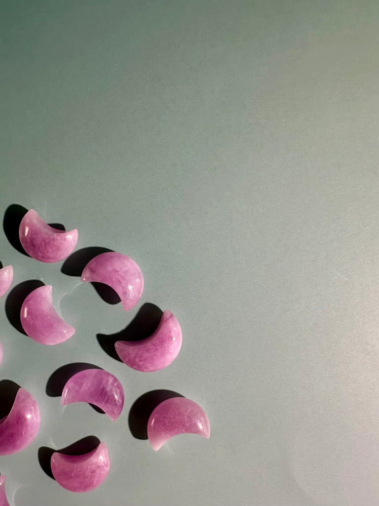 Mini Kunzite Crescent Moon | Pink Crystal Carving