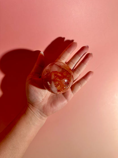 Fire Quartz Sphere – Option A | Confidence, Focus & Grounding Energy
