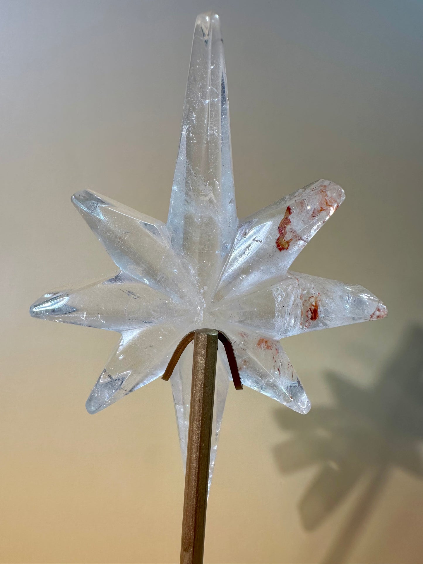 Clear Quartz Polaris Star on Gold Stand – Option A | Clarity, Guidance & Manifestation Crystal