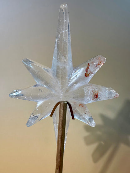 Clear Quartz Polaris Star on Gold Stand – Option A | Clarity, Guidance & Manifestation Crystal
