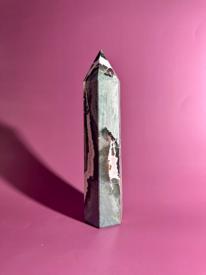 Green Zebra Tower | Growth, Balance & Grounding Crystal Tower