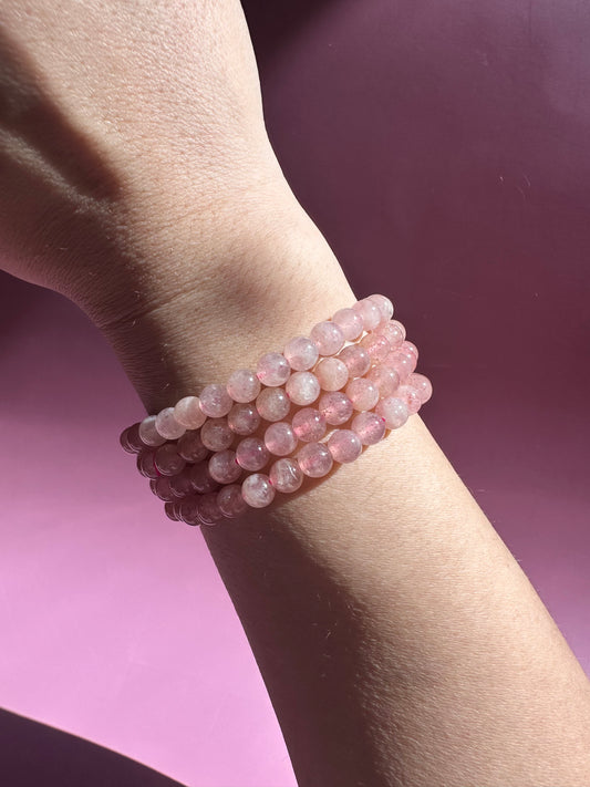 6mm Strawberry Quartz Beaded Bracelet