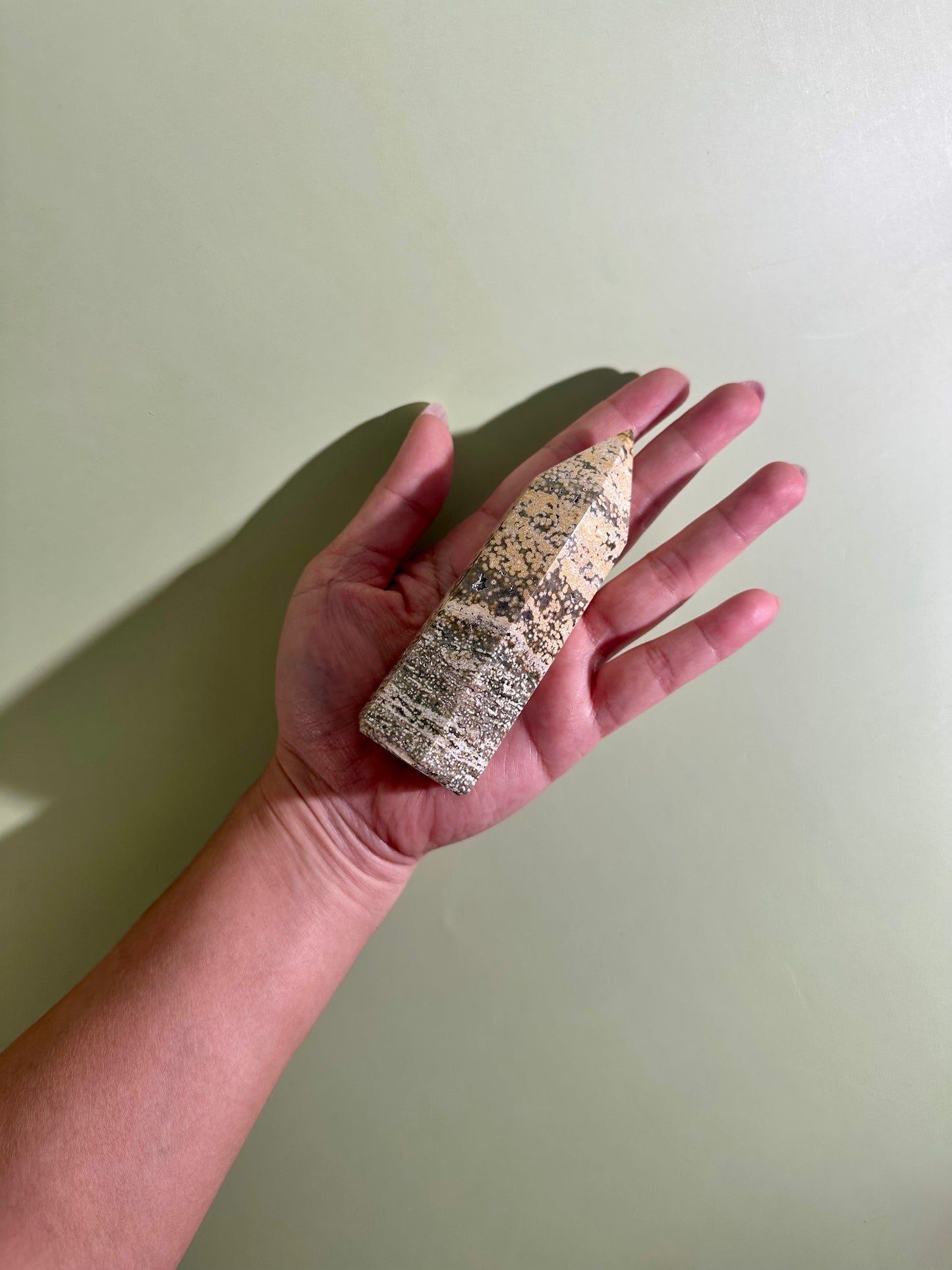 Yellow & Green Ocean Jasper Tower | Joy, Growth & Emotional Balance Crystal