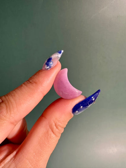 Mini Kunzite Crescent Moon | Pink Crystal Carving