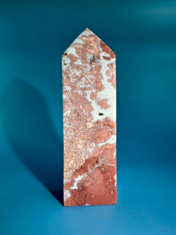 Large Pink Cotton Candy Agate Obelisk Tower