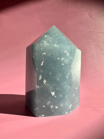 Large Peruvian Snowflake Angelite Tower - A