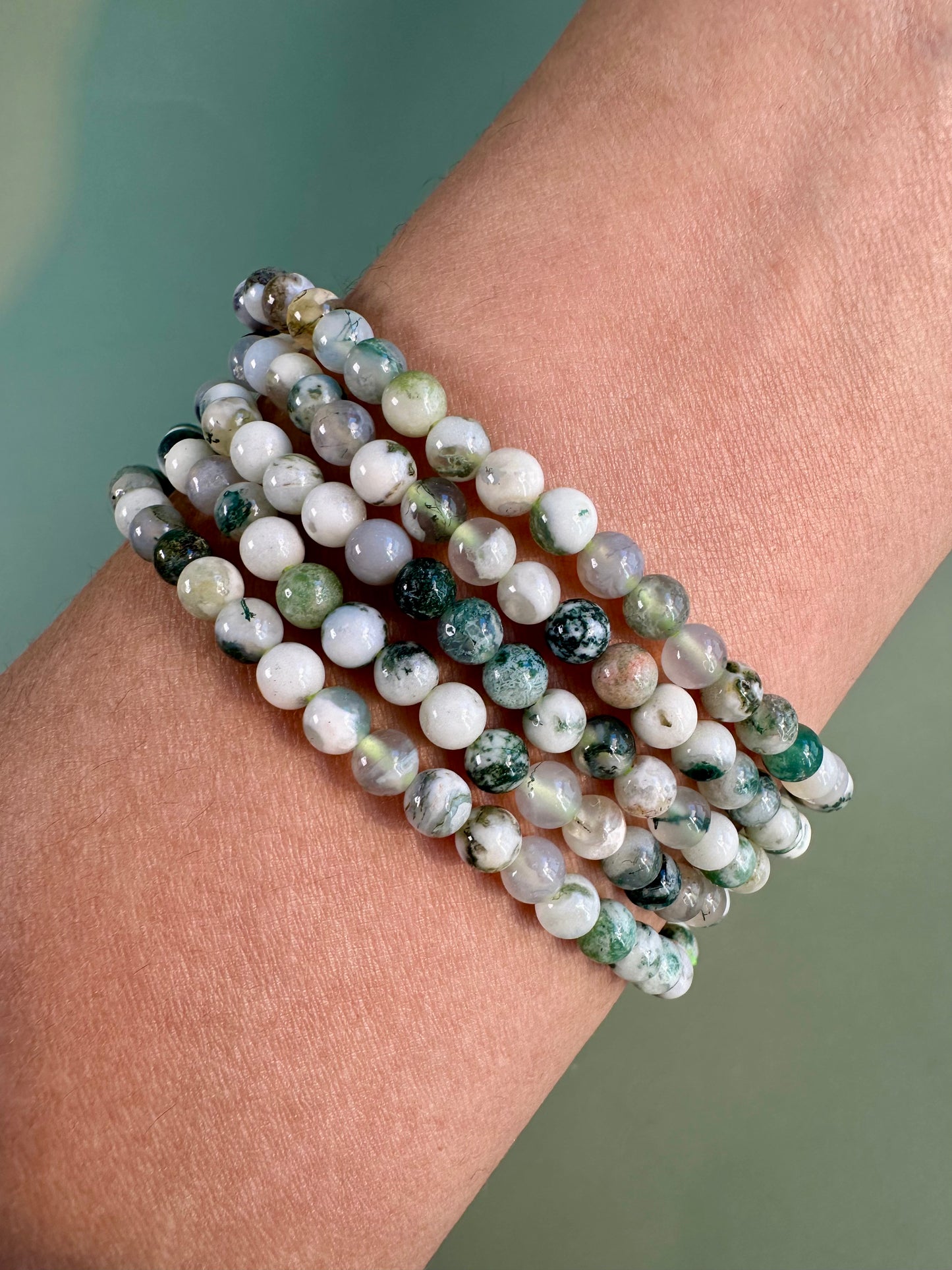 4mm Tree Agate Beaded Bracelet