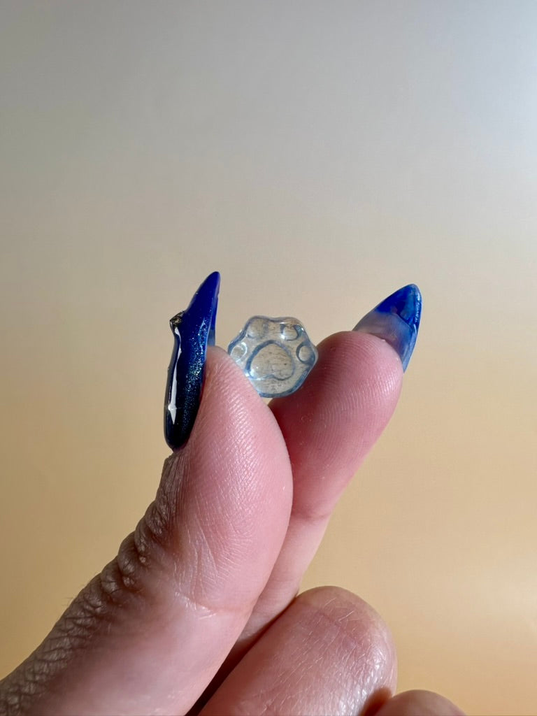 Teeny Aquamarine Paw | Mini Blue Crystal Carving