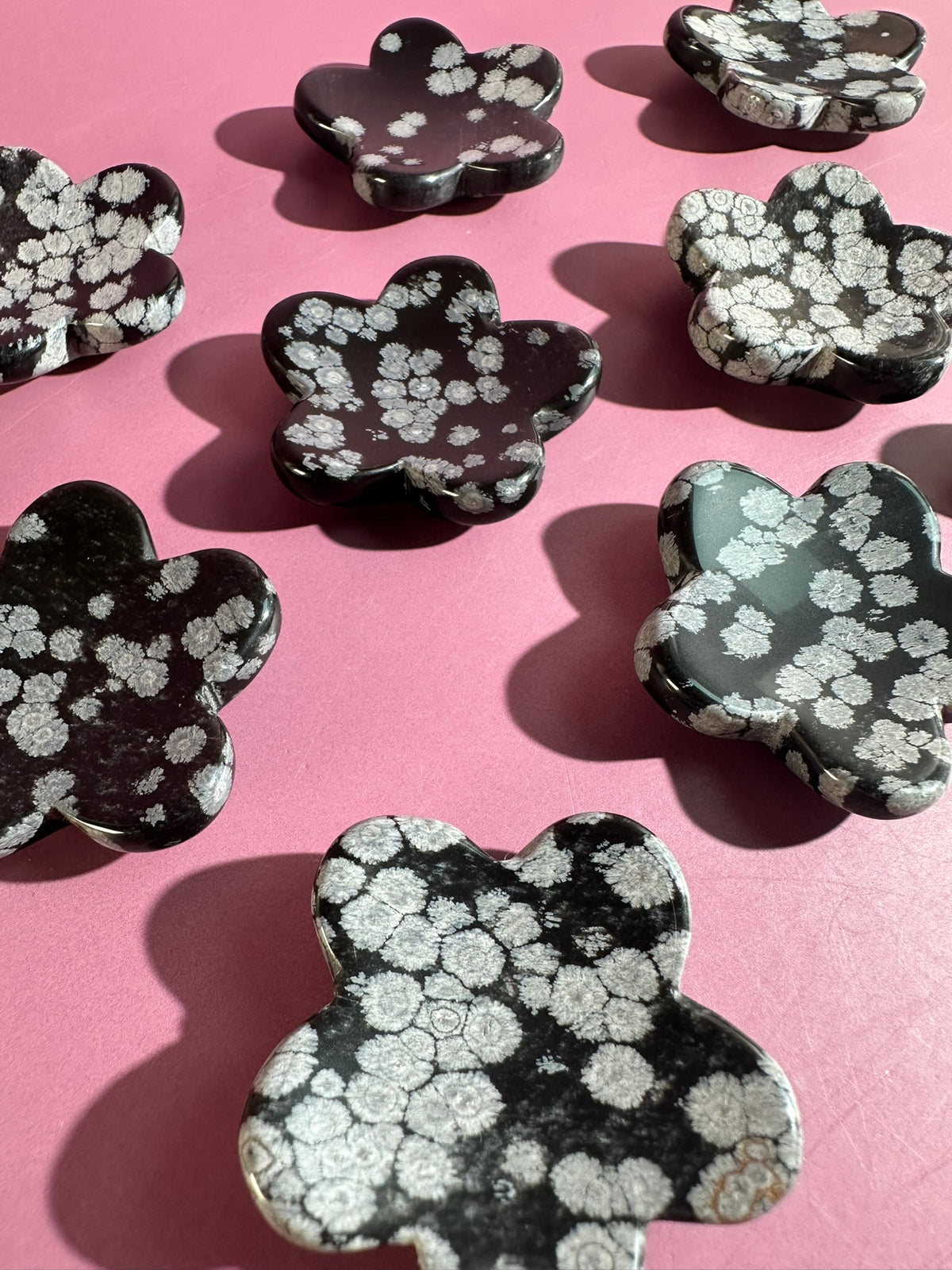 Snowflake Obsidian Flower Worry Stone | Pocket Crystal