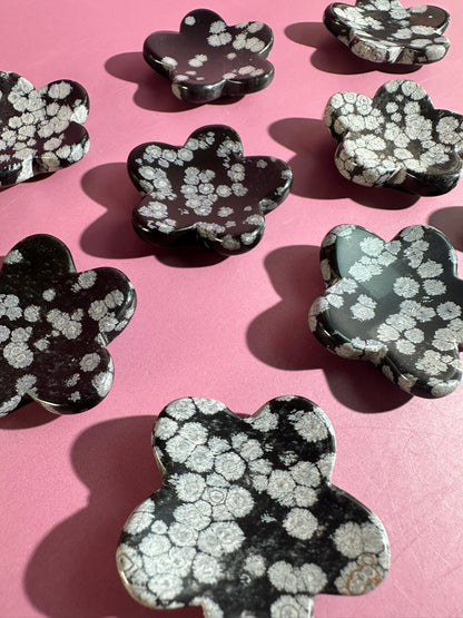 Snowflake Obsidian Flower Worry Stone | Pocket Crystal