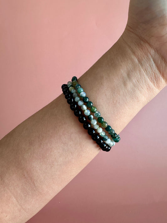 Bracelet Bundle Set: “Rooted in Kindness” - Tree Agate, Moss Agate, Black Tourmaline