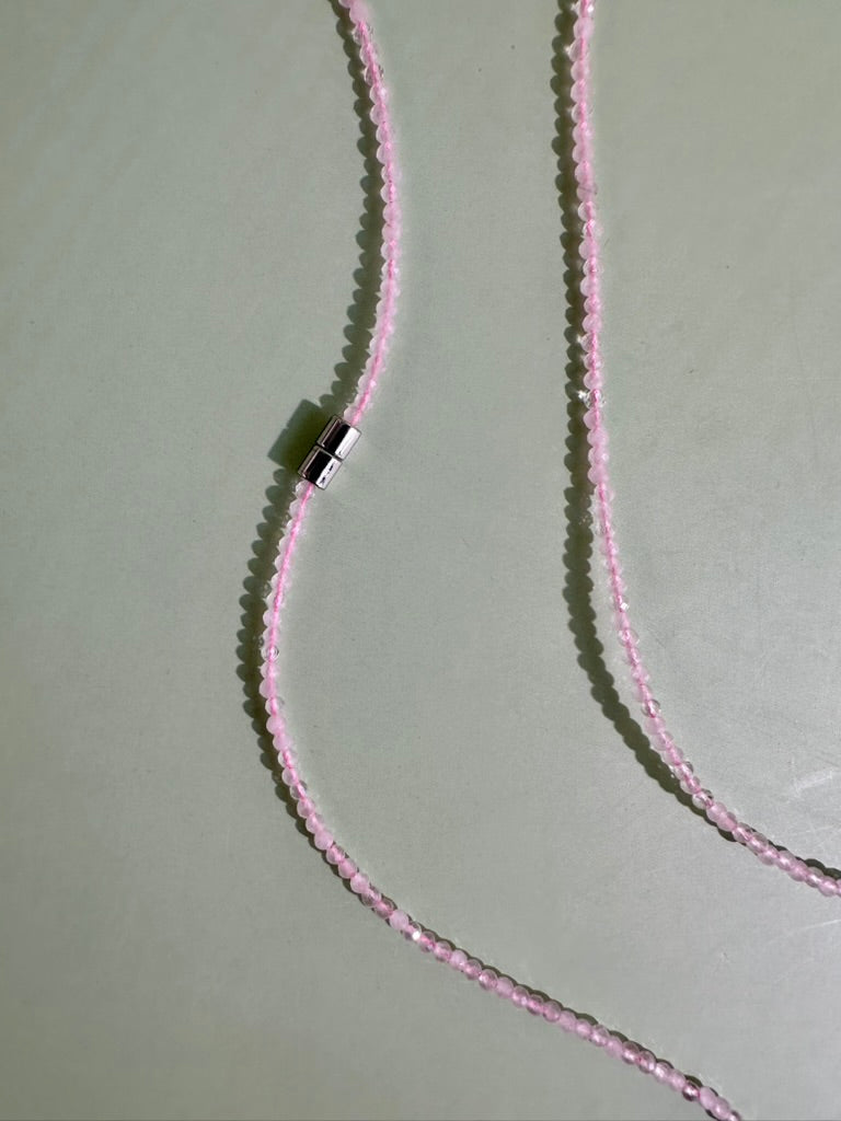 2mm Faceted Rose Quartz Necklace & Bracelet Wrap | Magnetic Clasp Jewelry