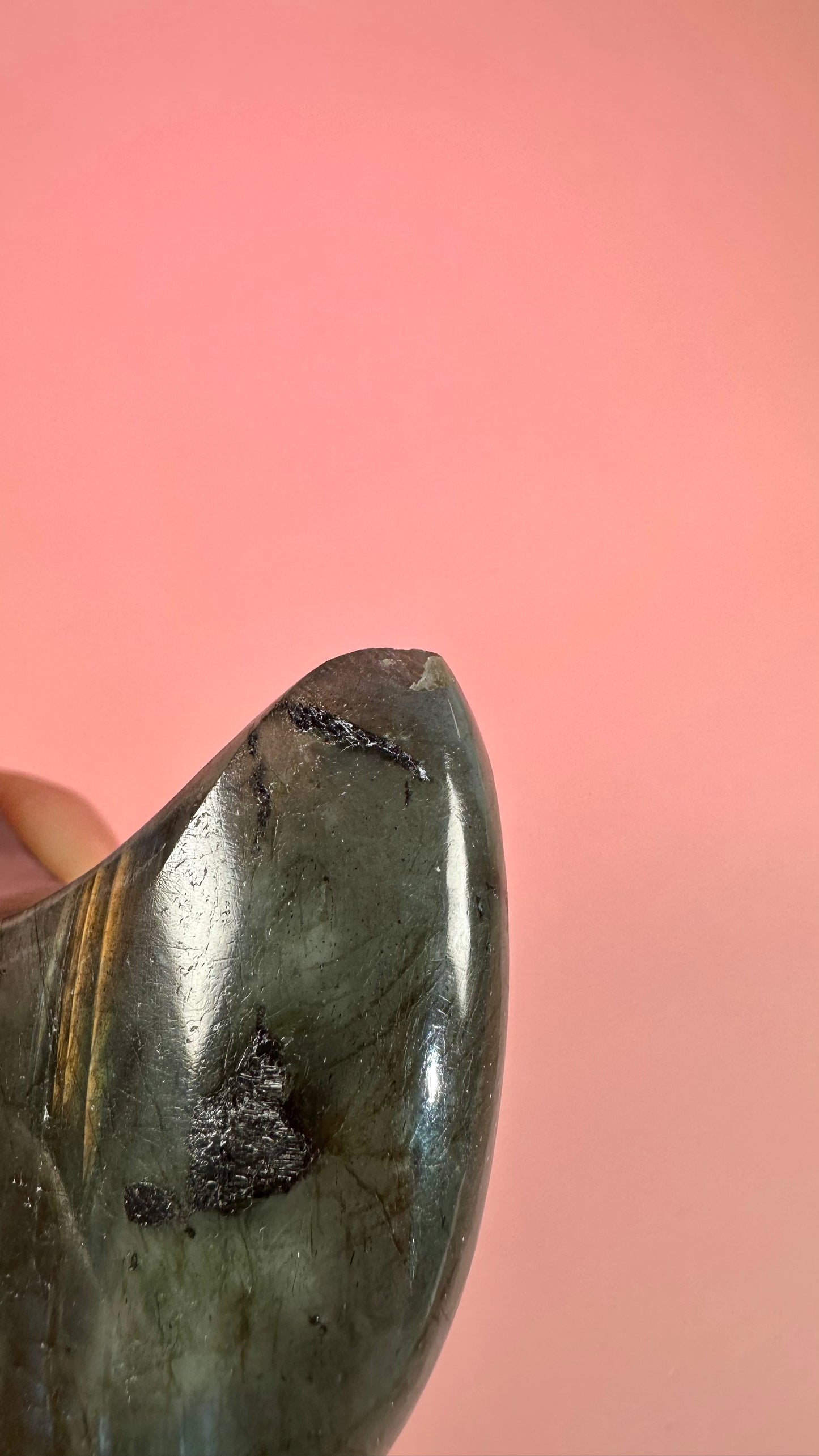 Perfectly Imperfect Large Blue Flash Labradorite Crescent Moon Misfit – Option A