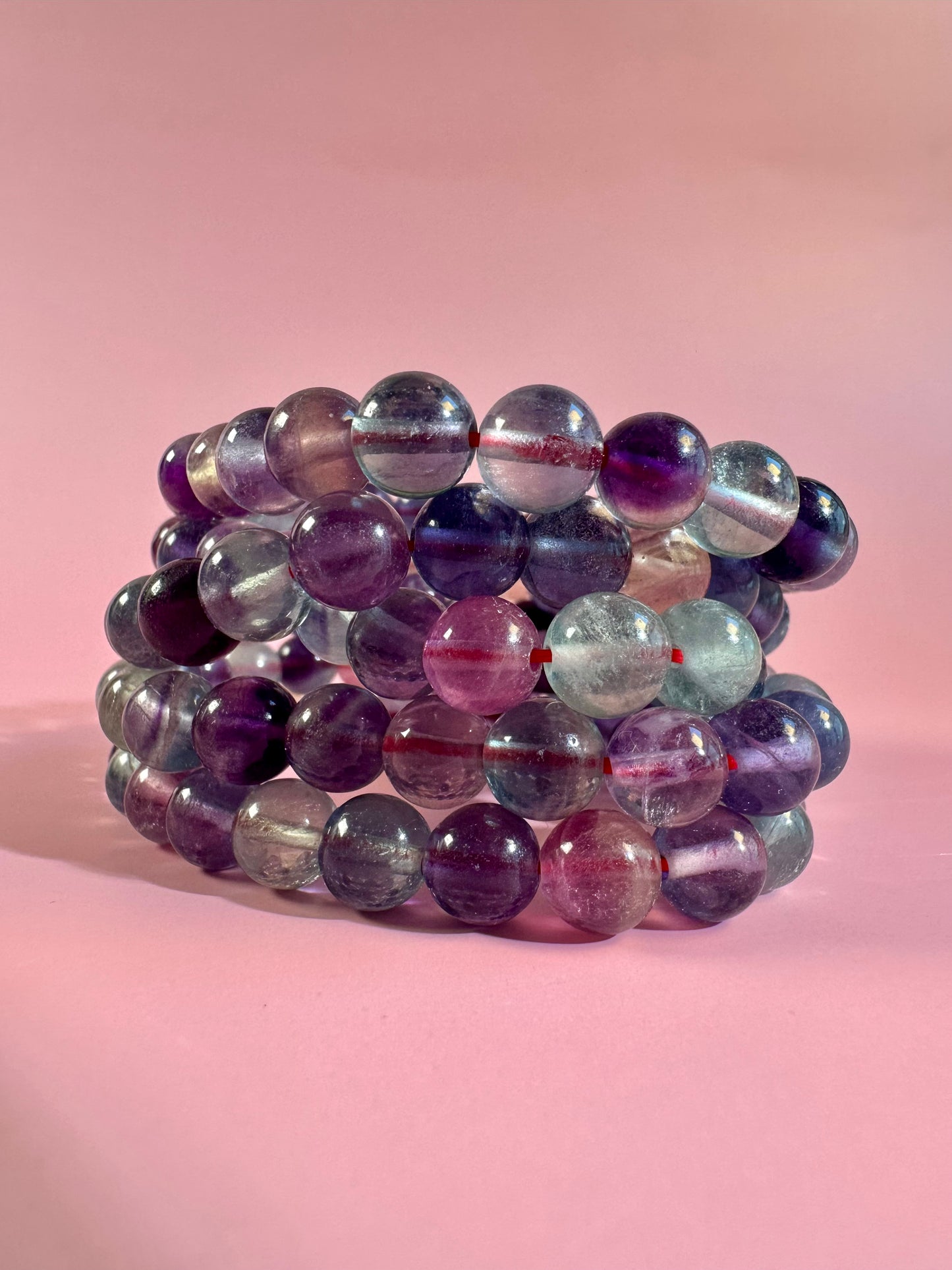 8mm Rainbow Fluorite Beaded Bracelet