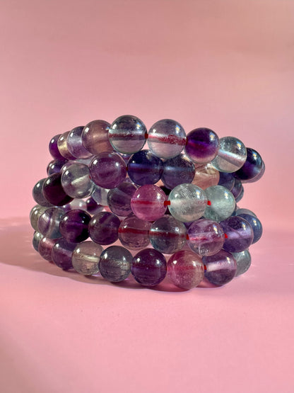 8mm Rainbow Fluorite Beaded Bracelet