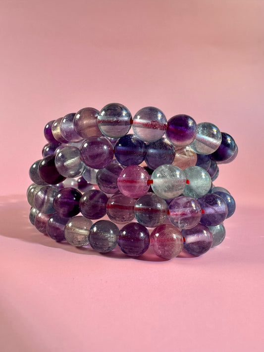 8mm Rainbow Fluorite Beaded Bracelet